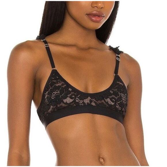 We Are HAH/Free People Guard Her Convertible Bra Garter Set Noir Black Lace Sm - Picture 2 of 11